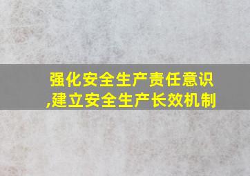 强化安全生产责任意识,建立安全生产长效机制