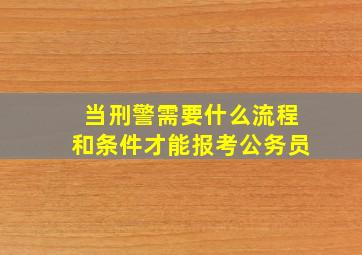 当刑警需要什么流程和条件才能报考公务员