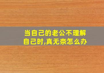 当自己的老公不理解自己时,真无奈怎么办