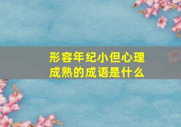 形容年纪小但心理成熟的成语是什么