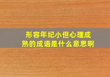 形容年纪小但心理成熟的成语是什么意思啊