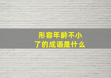 形容年龄不小了的成语是什么