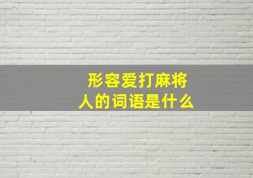 形容爱打麻将人的词语是什么