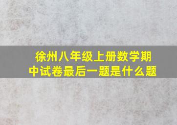 徐州八年级上册数学期中试卷最后一题是什么题