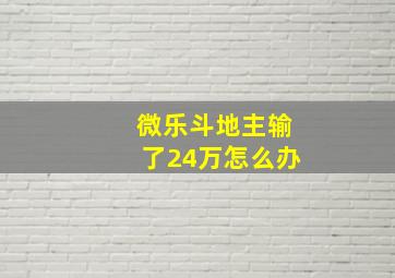 微乐斗地主输了24万怎么办