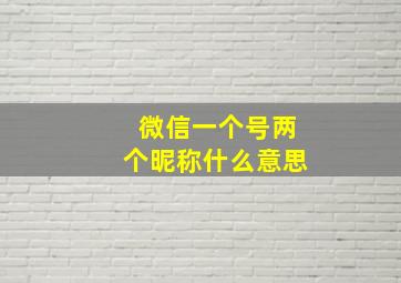 微信一个号两个昵称什么意思