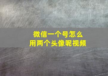 微信一个号怎么用两个头像呢视频