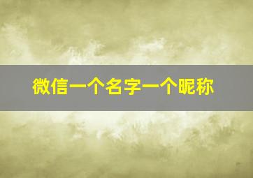 微信一个名字一个昵称