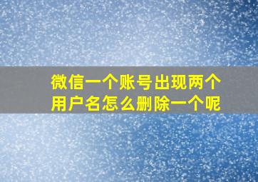 微信一个账号出现两个用户名怎么删除一个呢