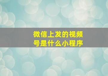 微信上发的视频号是什么小程序