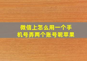 微信上怎么用一个手机号弄两个账号呢苹果