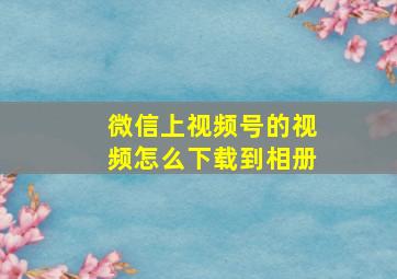 微信上视频号的视频怎么下载到相册