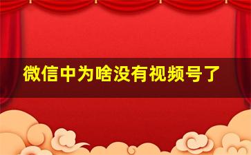 微信中为啥没有视频号了