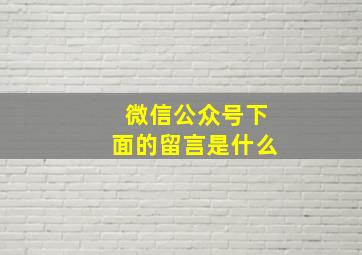 微信公众号下面的留言是什么