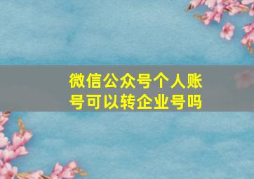 微信公众号个人账号可以转企业号吗