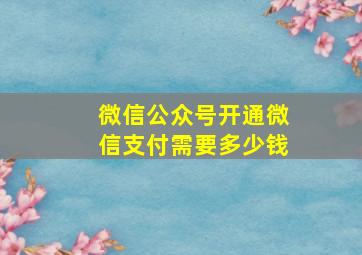 微信公众号开通微信支付需要多少钱