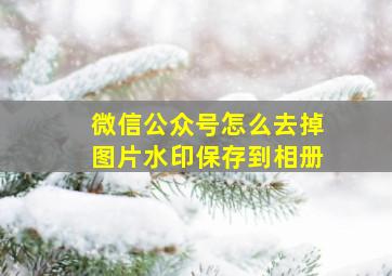 微信公众号怎么去掉图片水印保存到相册