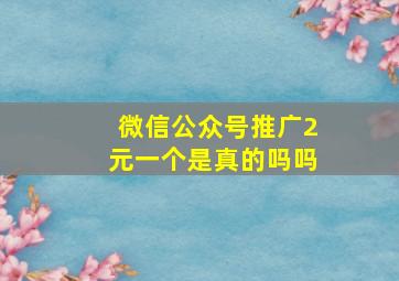 微信公众号推广2元一个是真的吗吗