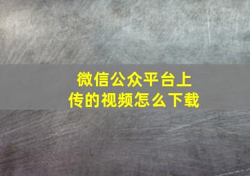 微信公众平台上传的视频怎么下载