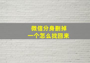 微信分身删掉一个怎么找回来