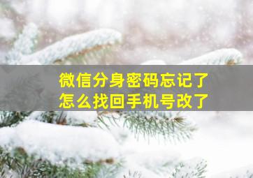 微信分身密码忘记了怎么找回手机号改了