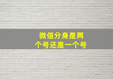 微信分身是两个号还是一个号