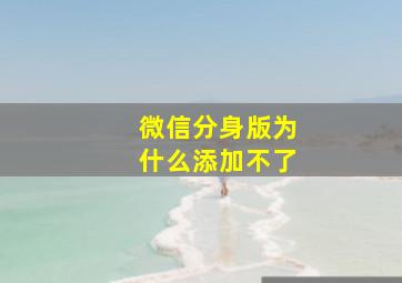 微信分身版为什么添加不了