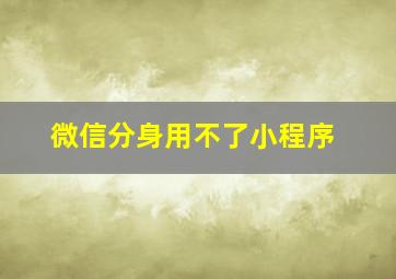 微信分身用不了小程序