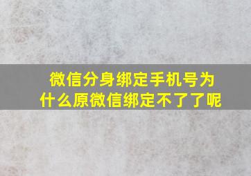 微信分身绑定手机号为什么原微信绑定不了了呢