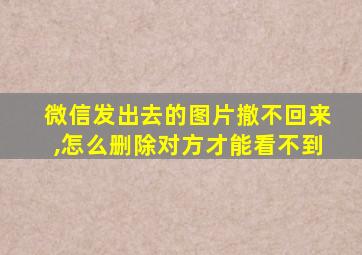 微信发出去的图片撤不回来,怎么删除对方才能看不到