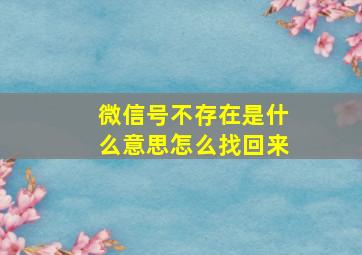 微信号不存在是什么意思怎么找回来