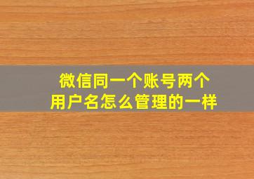 微信同一个账号两个用户名怎么管理的一样