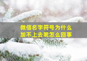 微信名字符号为什么加不上去呢怎么回事