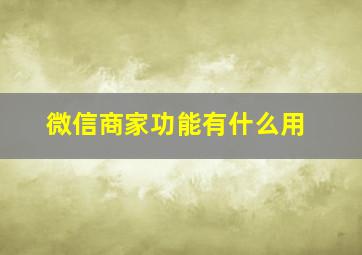 微信商家功能有什么用