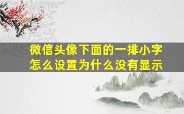 微信头像下面的一排小字怎么设置为什么没有显示