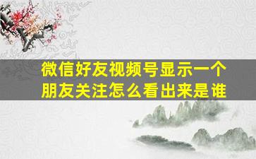 微信好友视频号显示一个朋友关注怎么看出来是谁