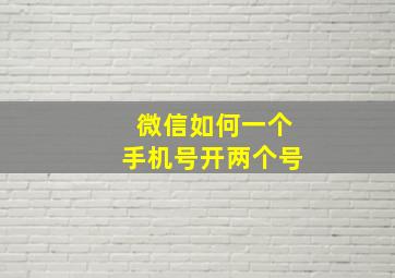 微信如何一个手机号开两个号