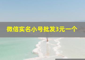 微信实名小号批发3元一个