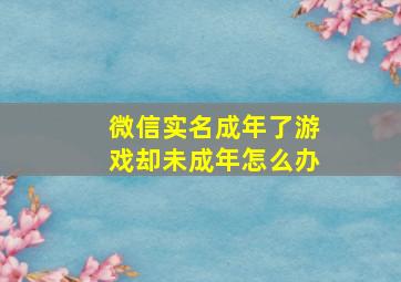 微信实名成年了游戏却未成年怎么办