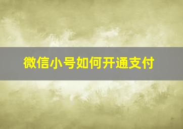 微信小号如何开通支付