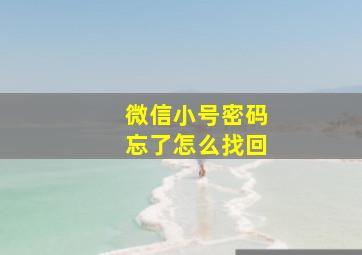 微信小号密码忘了怎么找回