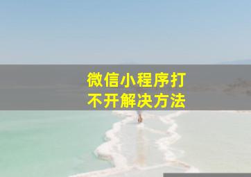 微信小程序打不开解决方法