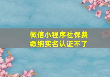 微信小程序社保费缴纳实名认证不了