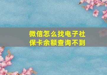 微信怎么找电子社保卡余额查询不到