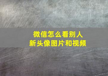 微信怎么看别人新头像图片和视频