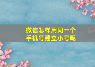 微信怎样用同一个手机号建立小号呢