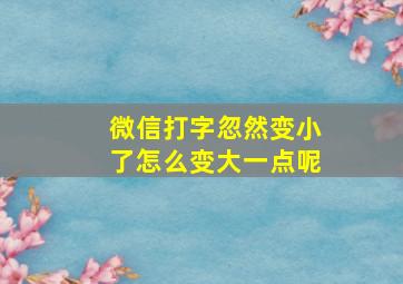 微信打字忽然变小了怎么变大一点呢