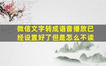 微信文字转成语音播放已经设置好了但是怎么不读