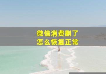 微信消费删了怎么恢复正常