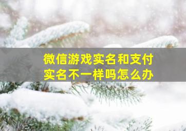 微信游戏实名和支付实名不一样吗怎么办